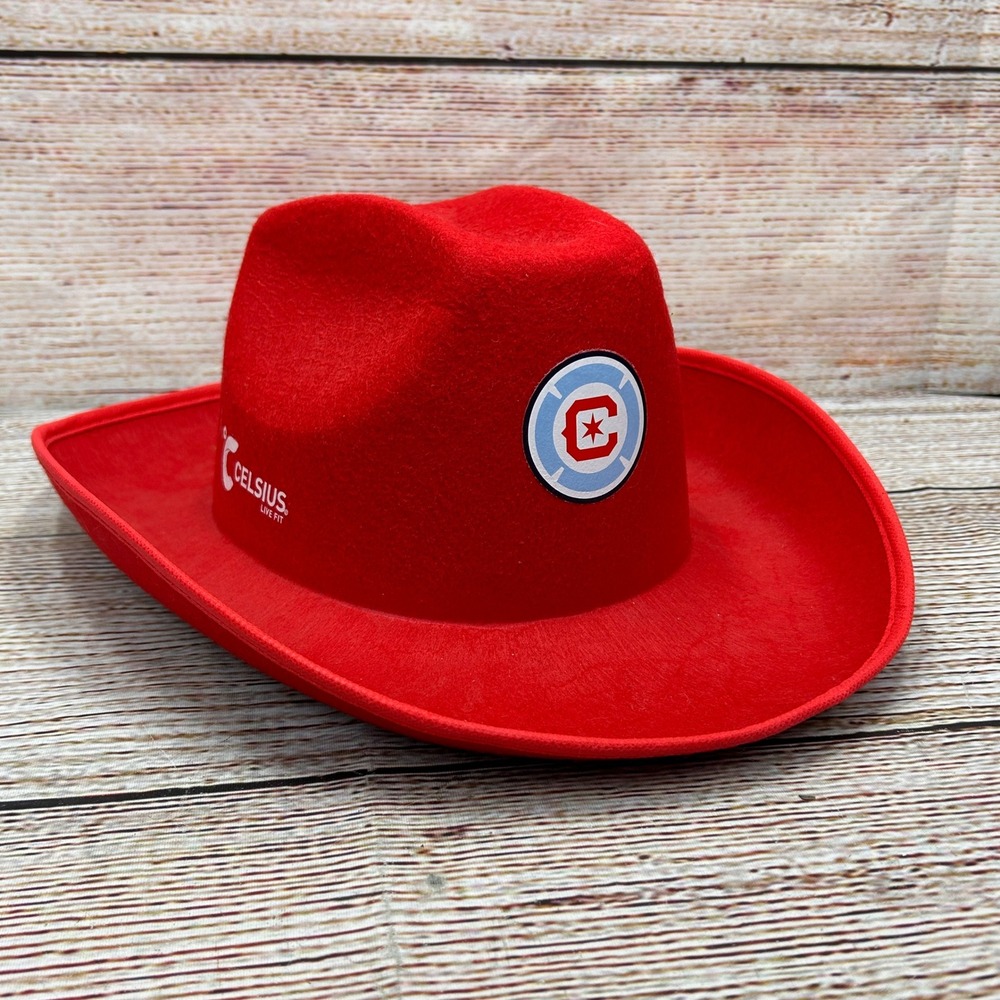 Celsius‎ Live Fit Red Cowboy Hat Promotional Fitness Western Felt Hat Logo